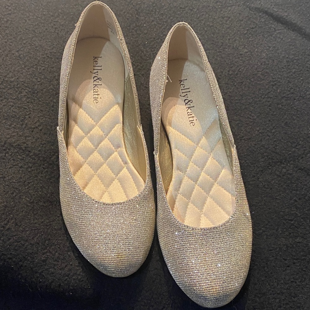 Kelly & Katie Sparkle Champagne Slip-On Ballet Flats